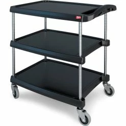 Promo 🔔 Metro® Utility Cart w/3 Shelves, 400 lb. Capacity, 34-3/8"L x 23-7/16"W x 35-1/2"H, Black 🥰