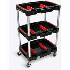 Deals 🌟 Luxor Mechanic Cart w/3 Shelves, 44 lb. Capacity, 22-3/4"L x 18"W x 32"H, Black 💯