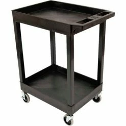 Flash Sale ⌛ Luxor Plastic Utility Tub Cart, 24" x 18", Two Shelf, Black w/ 5" Heavy Duty Casters, 500 Lbs Cap. 😍