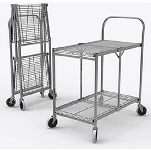 Coupon π Luxor Collapsible Wire Cart w/2 Shelves, 200 lb. Capacity, 33"L x 19"W x 39"H, Silver π