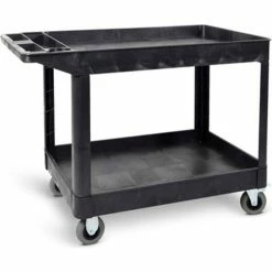 Hot Sale 🔥 Luxor Heavy-Duty Utility Cart, Two Shelves, 5" Casters, Black, 500 Lbs Capacity ⭐
