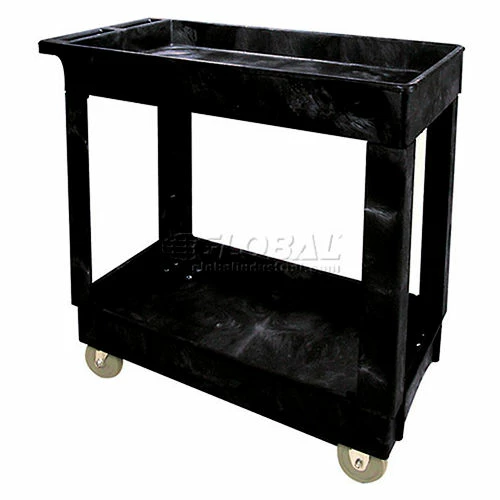 Cheapest π€© Rubbermaid® Plastic Utility Cart w/2 Shelves, 300 lb. Capacity, 34"L x 16"W x 31-1/4"H, Black π - Image 4