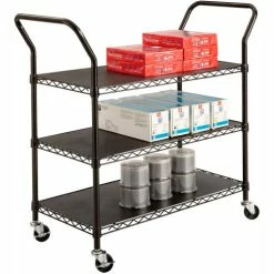 Buy ❤️ Safco® Wire Utility Cart w/3 Shelves, 600 lb. Capacity, 43-3/4"L x 19-1/2"W x 40-1/2"H ❤️
