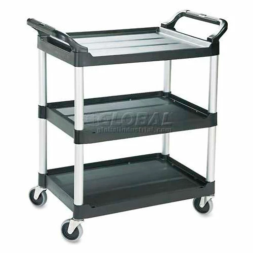 Discount π Rubbermaid® Service Cart w/3 Shelves, 200 lb. Capacity, 33-5/8"L x 18-5/8"W x 37-3/4"H, Black π - Image 7